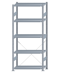 SCHULTE Steckregal, Fachbodenregale Stecksystem, Grundregal, einseitig nutzbar, H2300xB1000xT400 mm, 5 Fachböden, Fachlast 330 kg, sendzimirverzinkt