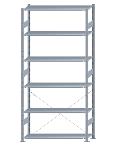 SCHULTE Steckregal, Fachbodenregale Stecksystem, Grundregal, einseitig nutzbar, H2750xB1300xT400 mm, 6 Fachböden, Fachlast 150 kg, sendzimirverzinkt