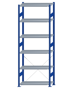 SCHULTE Steckregal, Fachbodenregale Stecksystem, Grundregal, einseitig nutzbar, H2750xB1000xT400 mm, 6 Fachböden, Fachlast 250 kg, RAL 5010 enzianblau / verzinkt