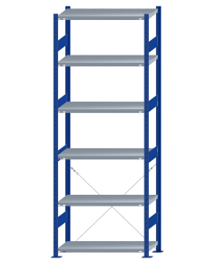 SCHULTE Steckregal, Fachbodenregale Stecksystem, Grundregal, einseitig nutzbar, H2750xB1000xT400 mm, 6 Fachböden, Fachlast 330 kg, RAL 5010 enzianblau / verzinkt