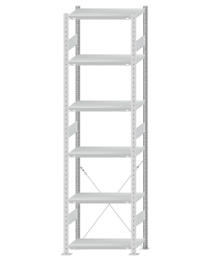 SCHULTE Steckregal, Fachbodenregale Stecksystem, Grundregal, einseitig nutzbar, H2750xB750xT400 mm, 6 Fachböden, Fachlast 250 kg, RAL 7035 lichtgrau