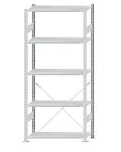 SCHULTE Steckregal, Fachbodenregale Stecksystem, Grundregal, einseitig nutzbar, H2300xB1000xT400 mm, 5 Fachböden, Fachlast 85 kg, RAL 7035 lichtgrau