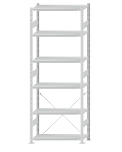 SCHULTE Steckregal, Fachbodenregale Stecksystem, Grundregal, einseitig nutzbar, H2750xB1000xT400 mm, 6 Fachböden, Fachlast 250 kg, RAL 7035 lichtgrau