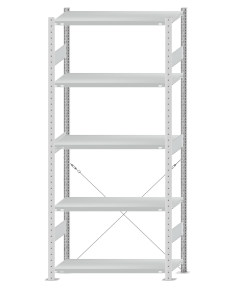 SCHULTE Steckregal, Fachbodenregale Stecksystem, Grundregal, einseitig nutzbar, H2300xB1000xT400 mm, 5 Fachböden, Fachlast 330 kg, RAL 7035 lichtgrau