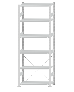 SCHULTE Steckregal, Fachbodenregale Stecksystem, Grundregal, einseitig nutzbar, H2750xB1000xT400 mm, 6 Fachböden, Fachlast 330 kg, RAL 7035 lichtgrau