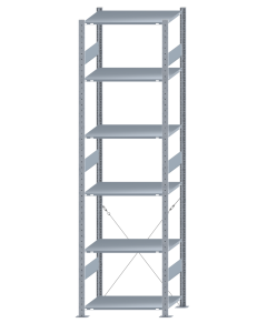 SCHULTE Steckregal, Fachbodenregale Stecksystem, Grundregal, einseitig nutzbar, H2750xB750xT500 mm, 6 Fachböden, Fachlast 150 kg, sendzimirverzinkt
