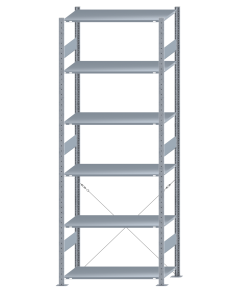 SCHULTE Steckregal, Fachbodenregale Stecksystem, Grundregal, einseitig nutzbar, H2750xB1000xT500 mm, 6 Fachböden, Fachlast 150 kg, sendzimirverzinkt