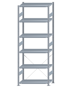 SCHULTE Steckregal, Fachbodenregale Stecksystem, Grundregal, einseitig nutzbar, H2750xB1000xT500 mm, 6 Fachböden, Fachlast 250 kg, sendzimirverzinkt