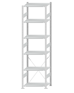 SCHULTE Steckregal, Fachbodenregale Stecksystem, Grundregal, einseitig nutzbar, H2750xB750xT500 mm, 6 Fachböden, Fachlast 150 kg, RAL 7035 lichtgrau