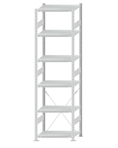 SCHULTE Steckregal, Fachbodenregale Stecksystem, Grundregal, einseitig nutzbar, H2750xB750xT500 mm, 6 Fachböden, Fachlast 250 kg, RAL 7035 lichtgrau