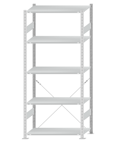 SCHULTE Steckregal, Fachbodenregale Stecksystem, Grundregal, einseitig nutzbar, H2300xB1000xT500 mm, 5 Fachböden, Fachlast 85 kg, RAL 7035 lichtgrau