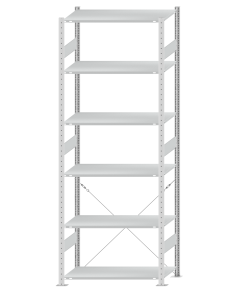 SCHULTE Steckregal, Fachbodenregale Stecksystem, Grundregal, einseitig nutzbar, H2750xB1000xT500 mm, 6 Fachböden, Fachlast 150 kg, RAL 7035 lichtgrau