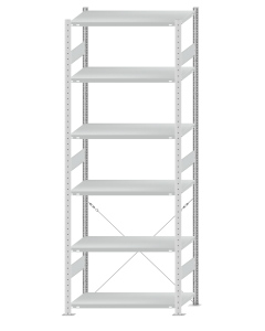 SCHULTE Steckregal, Fachbodenregale Stecksystem, Grundregal, einseitig nutzbar, H2750xB1000xT500 mm, 6 Fachböden, Fachlast 250 kg, RAL 7035 lichtgrau