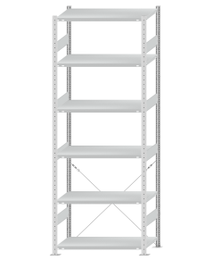 SCHULTE Steckregal, Fachbodenregale Stecksystem, Grundregal, einseitig nutzbar, H2750xB1000xT500 mm, 6 Fachböden, Fachlast 330 kg, RAL 7035 lichtgrau