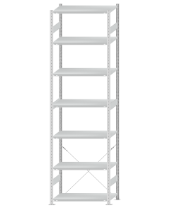 SCHULTE Steckregal, Fachbodenregale Stecksystem, Grundregal, einseitig nutzbar, H3500xB1000xT500 mm, 7 Fachböden, Fachlast 330 kg, RAL 7035 lichtgrau