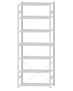 SCHULTE Steckregal, Fachbodenregale Stecksystem, Grundregal, einseitig nutzbar, H3500xB1300xT500 mm, 7 Fachböden, Fachlast 150 kg, RAL 7035 lichtgrau