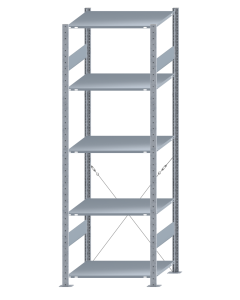 SCHULTE Steckregal, Fachbodenregale Stecksystem, Grundregal, einseitig nutzbar, H2300xB750xT600 mm, 5 Fachböden, Fachlast 150 kg, sendzimirverzinkt