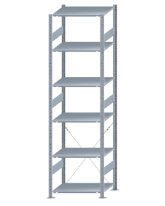 SCHULTE Steckregal, Fachbodenregale Stecksystem, Grundregal, einseitig nutzbar, H2750xB750xT600 mm, 6 Fachböden, Fachlast 150 kg, sendzimirverzinkt