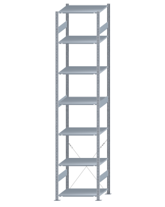 SCHULTE Steckregal, Fachbodenregale Stecksystem, Grundregal, einseitig nutzbar, H3500xB750xT600 mm, 7 Fachböden, Fachlast 150 kg, sendzimirverzinkt