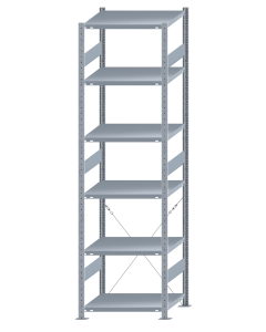 SCHULTE Steckregal, Fachbodenregale Stecksystem, Grundregal, einseitig nutzbar, H2750xB750xT600 mm, 6 Fachböden, Fachlast 250 kg, sendzimirverzinkt