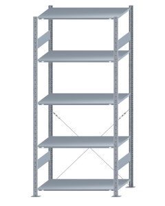 SCHULTE Steckregal, Fachbodenregale Stecksystem, Grundregal, einseitig nutzbar, H2300xB1000xT600 mm, 5 Fachböden, Fachlast 85 kg, sendzimirverzinkt