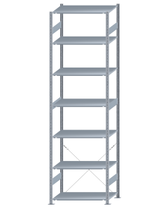SCHULTE Steckregal, Fachbodenregale Stecksystem, Grundregal, einseitig nutzbar, H3500xB1000xT600 mm, 7 Fachböden, Fachlast 85 kg, sendzimirverzinkt