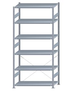 SCHULTE Steckregal, Fachbodenregale Stecksystem, Grundregal, einseitig nutzbar, H2750xB1300xT600 mm, 6 Fachböden, Fachlast 250 kg, sendzimirverzinkt
