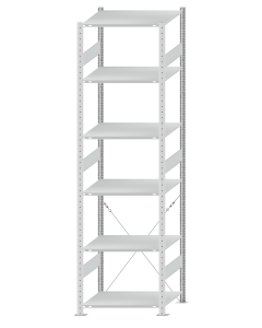 SCHULTE Steckregal, Fachbodenregale Stecksystem, Grundregal, einseitig nutzbar, H2750xB750xT600 mm, 6 Fachböden, Fachlast 150 kg, RAL 7035 lichtgrau