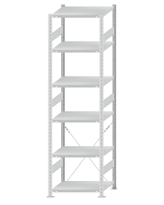 SCHULTE Steckregal, Fachbodenregale Stecksystem, Grundregal, einseitig nutzbar, H2750xB750xT600 mm, 6 Fachböden, Fachlast 250 kg, RAL 7035 lichtgrau