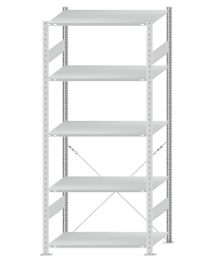 SCHULTE Steckregal, Fachbodenregale Stecksystem, Grundregal, einseitig nutzbar, H2300xB1000xT600 mm, 5 Fachböden, Fachlast 85 kg, RAL 7035 lichtgrau