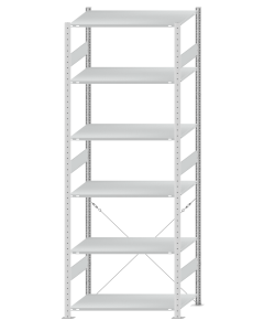 SCHULTE Steckregal, Fachbodenregale Stecksystem, Grundregal, einseitig nutzbar, H2750xB1000xT600 mm, 6 Fachböden, Fachlast 85 kg, RAL 7035 lichtgrau