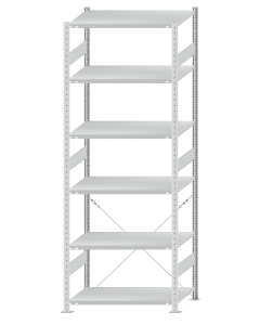 SCHULTE Steckregal, Fachbodenregale Stecksystem, Grundregal, einseitig nutzbar, H2750xB1000xT600 mm, 6 Fachböden, Fachlast 250 kg, RAL 7035 lichtgrau
