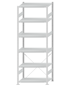 SCHULTE Steckregal, Fachbodenregale Stecksystem, Grundregal, einseitig nutzbar, H2750xB1000xT600 mm, 6 Fachböden, Fachlast 330 kg, RAL 7035 lichtgrau