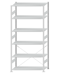 SCHULTE Steckregal, Fachbodenregale Stecksystem, Grundregal, einseitig nutzbar, H2750xB1300xT600 mm, 6 Fachböden, Fachlast 150 kg, RAL 7035 lichtgrau