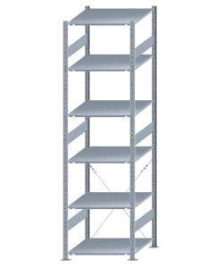 SCHULTE Steckregal, Fachbodenregale Stecksystem, Grundregal, einseitig nutzbar, H2750xB750xT800 mm, 6 Fachböden, Fachlast 150 kg, sendzimirverzinkt