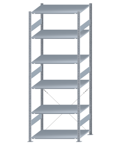 SCHULTE Steckregal, Fachbodenregale Stecksystem, Grundregal, einseitig nutzbar, H2750xB1000xT800 mm, 6 Fachböden, Fachlast 150 kg, sendzimirverzinkt