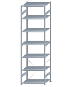 SCHULTE Steckregal, Fachbodenregale Stecksystem, Grundregal, einseitig nutzbar, H3500xB1000xT800 mm, 7 Fachböden, Fachlast 150 kg, sendzimirverzinkt