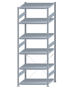 SCHULTE Steckregal, Fachbodenregale Stecksystem, Grundregal, einseitig nutzbar, H2750xB1000xT800 mm, 6 Fachböden, Fachlast 250 kg, sendzimirverzinkt