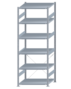 SCHULTE Steckregal, Fachbodenregale Stecksystem, Grundregal, einseitig nutzbar, H2750xB1000xT800 mm, 6 Fachböden, Fachlast 330 kg, sendzimirverzinkt