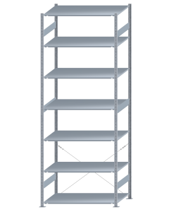SCHULTE Steckregal, Fachbodenregale Stecksystem, Grundregal, einseitig nutzbar, H3500xB1300xT800 mm, 7 Fachböden, Fachlast 150 kg, sendzimirverzinkt
