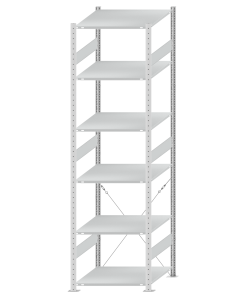 SCHULTE Steckregal, Fachbodenregale Stecksystem, Grundregal, einseitig nutzbar, H2750xB750xT800 mm, 6 Fachböden, Fachlast 150 kg, RAL 7035 lichtgrau
