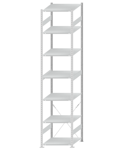 SCHULTE Steckregal, Fachbodenregale Stecksystem, Grundregal, einseitig nutzbar, H3500xB750xT800 mm, 7 Fachböden, Fachlast 150 kg, RAL 7035 lichtgrau