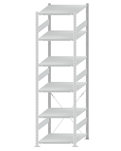 SCHULTE Steckregal, Fachbodenregale Stecksystem, Grundregal, einseitig nutzbar, H2750xB750xT800 mm, 6 Fachböden, Fachlast 250 kg, RAL 7035 lichtgrau