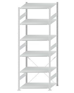 SCHULTE Steckregal, Fachbodenregale Stecksystem, Grundregal, einseitig nutzbar, H2750xB1000xT800 mm, 6 Fachböden, Fachlast 150 kg, RAL 7035 lichtgrau
