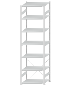 SCHULTE Steckregal, Fachbodenregale Stecksystem, Grundregal, einseitig nutzbar, H3500xB1000xT800 mm, 7 Fachböden, Fachlast 150 kg, RAL 7035 lichtgrau