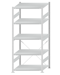 SCHULTE Steckregal, Fachbodenregale Stecksystem, Grundregal, einseitig nutzbar, H2300xB1000xT800 mm, 5 Fachböden, Fachlast 330 kg, RAL 7035 lichtgrau