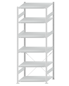 SCHULTE Steckregal, Fachbodenregale Stecksystem, Grundregal, einseitig nutzbar, H2750xB1000xT800 mm, 6 Fachböden, Fachlast 330 kg, RAL 7035 lichtgrau