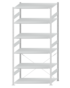 SCHULTE Steckregal, Fachbodenregale Stecksystem, Grundregal, einseitig nutzbar, H2750xB1300xT800 mm, 6 Fachböden, Fachlast 150 kg, RAL 7035 lichtgrau