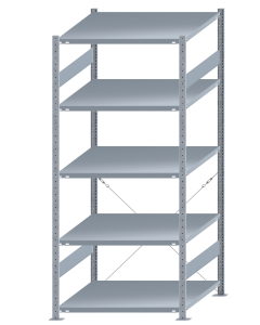 SCHULTE Steckregal, Fachbodenregale Stecksystem, Grundregal, einseitig nutzbar, H2300xB1000xT1000 mm, 5 Fachböden, Fachlast 250 kg, sendzimirverzinkt