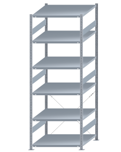 SCHULTE Steckregal, Fachbodenregale Stecksystem, Grundregal, einseitig nutzbar, H2750xB1000xT1000 mm, 6 Fachböden, Fachlast 250 kg, sendzimirverzinkt